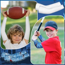 Newcotte 12 Pairs Arm Sleeves for Kids Compression Football Baseball Youth UV Protection Breathable Cooling Sleeve (Spider,10-14 Years)