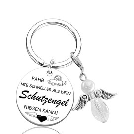 RiTeDei Schlüsselanhänger Auto Schutzengel Führerschein Bestanden Geschenk Fahr Vorsichtig Führerscheinprüfung für Männer Frauen Ihn Freund Ehemann Vater Papa