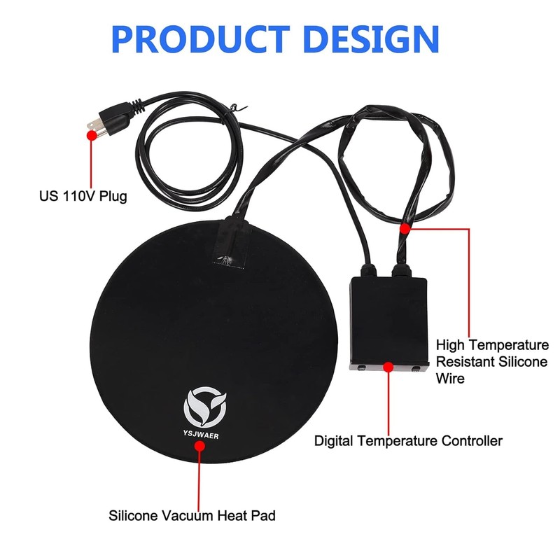 YSJWAER Vacuum Chamber Digital Heat-Pad - Stainless Steel Vac Kit