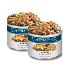 Virginia Diner Peanuts - Wasabi Snack Mix - Gift Pack of 2, 7oz. Resealable Cans By Lyza's Sweets & Treats.