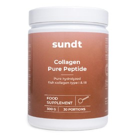 Kollagen Pulver - Pure Kollagenpeptide | Anti-Aging | Unterstützung von Haut, Haare, Nägel und Gelenke | Packung mit 300 g Kollagen Typ I und III |10000 mg Kollagen pro Tagesdosis | Sundt Supplements