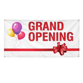 Vinyl Banner Multiple Sizes Grand Opening Business J Business Outdoor Weatherproof Industrial Yard Signs Red 4 Grommets 24x48Inches
