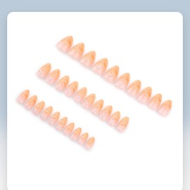 LBPEPAMZ 30Pcs Summer Press on Nails Short Almond Fake Nails with 3D Shell Pearl Design Yellow Ombre French Tip Acrylic False Nails Tropical Ocean Vacation Full Cover Glossy Glue on Nails for Women