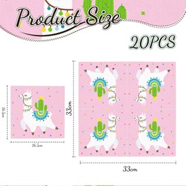 Kotkiddy 20-Pack Llama Birthday Party Napkins Alpaca Llama Birthday Napkin Decorations Mexican Cactus Napkins Gift for Baby Showers