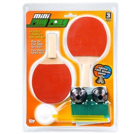 HAPPY DEALS ~ Mini Ping Pong Set - Table Tennis - 2 Paddles, Ping Pong Ball and Net - Individually Carded Toy for Ages 8 +