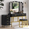 Semiocthome Black Chest of 4 Drawers with Tempered Glass Top