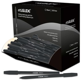 Eziglide Ballpoint Black Pen, Pack of 100 Ballpoint Pens, Smooth Writing Action-Medium Point 1.0mm Coloured Pens Multipack - Ball Point Pens Ideal Pens for School, Home or Work Stationery Supplies