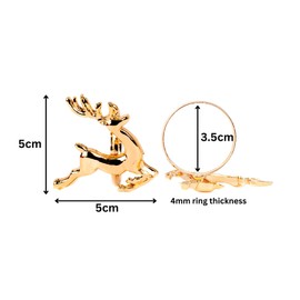 Marco Paul 4pc Christmas Napkin Rings - Durable Metal Silver and Gold Stag Napkin Rings Reindeer Christmas Decorations for table settings (Gold, 5 x 4 x 4cm)