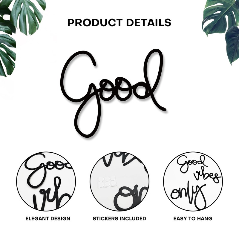 Rajukit Good Vibes Only Metal Wall Decor Inspirational Wall Signs