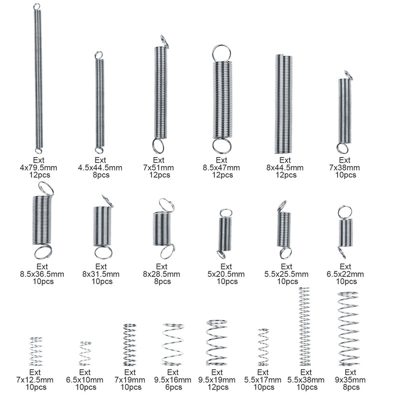TAIANJI 20 Sizes Compression Springs, 200 Pcs Tension Spring Steel,
