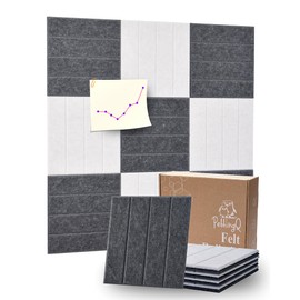 PebblingQ Felt Bulletin Board Wall Tiles, Modular Acoustic Panels for Office, Meeting Room, Studio, Wall Decor with Removable Adhesive Dots, Cork Tiles Alternative, 11.8"x11.8", 9 Pack
