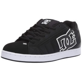 DC Men's Net Skate Casual Shoe Skateboarding, Black/Black/White, 8