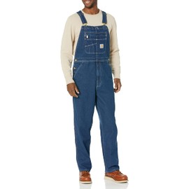 Carhartt Men's Loose Fit Denim Bib Overall, Darkstone, 34 x 32