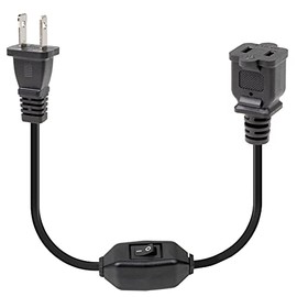 On Off Switch Extension Cord [2-Feet], 2-Prong Polarized Extension Cord with Switch 12A/125V for Your Chargers/Lamp/Power Adapters etc, 16AWG Cord