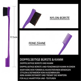 3-Piece Hair Styling Comb Set, Teasing Hair Brush, Rat Tail Comb, Edge Brush for Edge and Back Brushes, Combs, Slicking Hair for Women (Purple)