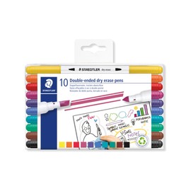 STAEDTLER 3010 3010 TB10 - Bolígrafos de doble punta de fibra de borrado en seco, paquete de 10