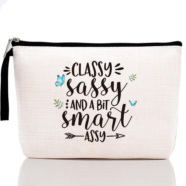 Bestie Makeup Bag Inspirational Gifts for Women Sarcasm Gifts for Her Teen Friends Funny Novelty Cosmetic Bags Classy Sassy and a Bit Smart Assy Travel Bag for Appreciation Mothers Day Birthday