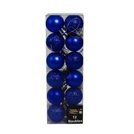 Widdle Wonderland Christmas Decoration 12 Pack 30mm Glitter/Plain Baubles (DP) - MIDNIGHT BLUE