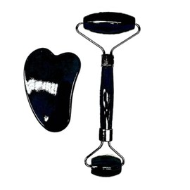 Lmlliang Gua Sha Facial Tools Jade Roller Set for Skin Care, Improve Wrinkles,Guasha Tool for Face, for Facial Care Tool(Black)