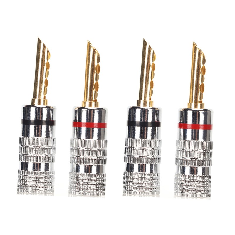 2 Pairs BFA Banana Plug 4mm Gold Plated Brass Serrated