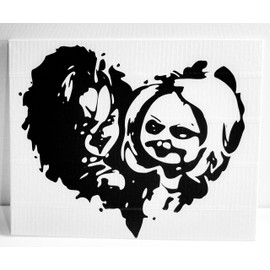 Duct Tape and Vinyl Art Piece of Chucky and His Bride