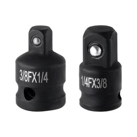 2pcs Impact Socket Adapter Set, 1/4"F to 3/8"M Adapter & 3/8"F to 1/4"M Reducer Chrome Vanadium Steel Drive Converters for Impact Wrenches, Drills, Hand Tools, Electric and Pneumatic Tools