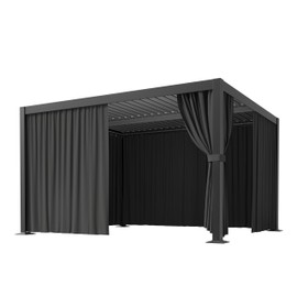 10'X12' Gazebo Curtains Outdoor Waterproof with Hanging Rings, 4-Panel Double Zipper Sidewalls Universal Replacement Privacy Curtain, Outdoor Gazebo Curtains for Patio, Backyard(Curtains Only)