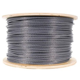 Paracord Planet Braided Nylon Rope with Galvanized Wire Core – High Tensile Strength – Halyard Line – Use for Flagpoles, Sailboats, Winches, Pulleys (Silver - 1/4 Inch, 50 Feet)
