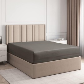 Twin 400 Thread Count Cotton Fitted Sheet - Hotel Quality 100% Cotton - Soft & Wrinkle Free - Deep Pockets - Fits Mattress Perfectly with No Pop-Off Elastic - One Fitted Bottom Sheet Only - Dark Grey