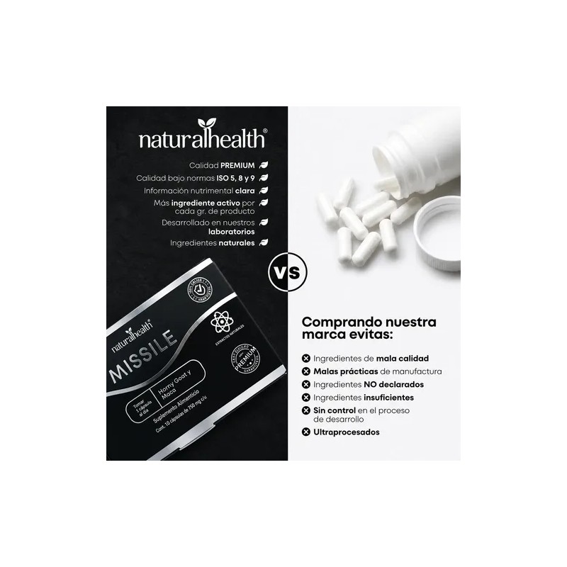 Natural Health Missile 10 Cápsulas Suplemento Alimenticio