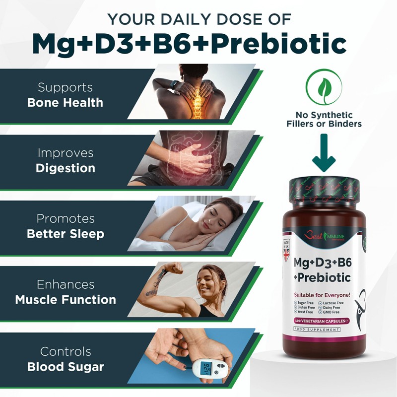 Immune Boost Magnesium Lactate Vitamins B6 & D3 and Inulin