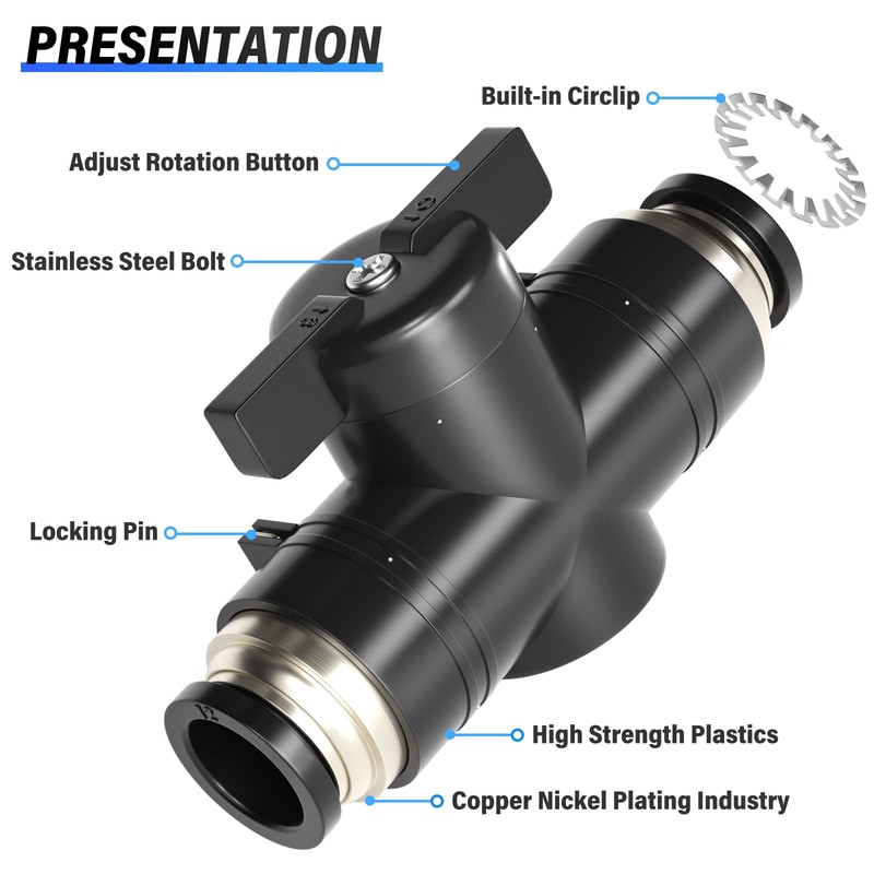 TAILONZ PNEUMATIC BVU-1/4 OD Ball Valve Air Flow Control Valve