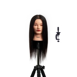 Lihead 16 Inch Mannequin Head, 100% Human Hair Mannequin Head, Doll Head For Hair Styling, Hair Mannequin Head Practice Kit, Wig Head, Gifts For Hairdressers Female, Cosmetology Mannequin Head