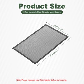 YOKIVE 6 Pcs Magnetic Floor Vent Covers, Floor Register Cover PVC Mesh Air Vent Screen Filters, Great for Home Floor, Wall, Ceiling, Catch Debris Hair Dust (Black, 12-Inch x 8-Inch)