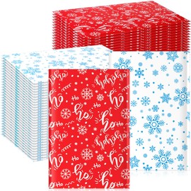 TecUnite 40 Pcs Christmas Poly Bubble Mailers Padded Envelopes Retailer Mailing Bubble Envelope with Adhesive Lightweight Dust Tear Resistant Shipping Envelopes, 10 x 13 Inch