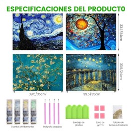 Kit de Pintura De Diamantes DIY 5D 4Piezas, Cuadro Diamond Kit de Arte, Rompecabezas de Diamantes, Painting Diamante Cuadro de Arte, 30 x 40 CM, Decoración de Hogar