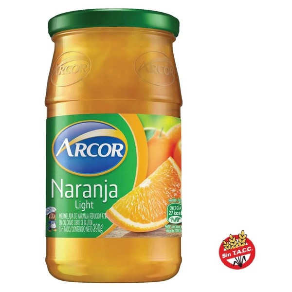 Arcor Mermelada de Naranja Light Orange Marmalde Reduced Calories Jam, 390 g / 13.7 oz