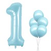 40 Inch Light Blue Number 1 with Latex Balloons, Large