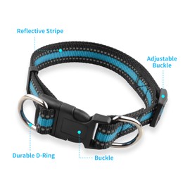 Highly Reflective Adjustable Dog Collar with Dual Metal D-Rings - Classic Colors for Small/Medium Dogs, 2-Pack (Pink and Blue, S)