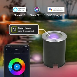 HOFTRONIC LED Smart Home Recessed Floor Spotlight, Outdoor Driveable and IP67 Waterproof, 30° Tilting and 360° Swivel, Floor Lamps for Driveway, Warm White, Smart Home