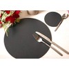 Set of 4 Charcoal Elementary Round Leatherboard Placemats and 4