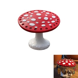 Qaoliffa Cute Red Mushroom Jewelry Holder,Resin Earring Holder Organizer,Earring Display Holder Stand Earring Organizer,Earring Holder & 26 Hooks