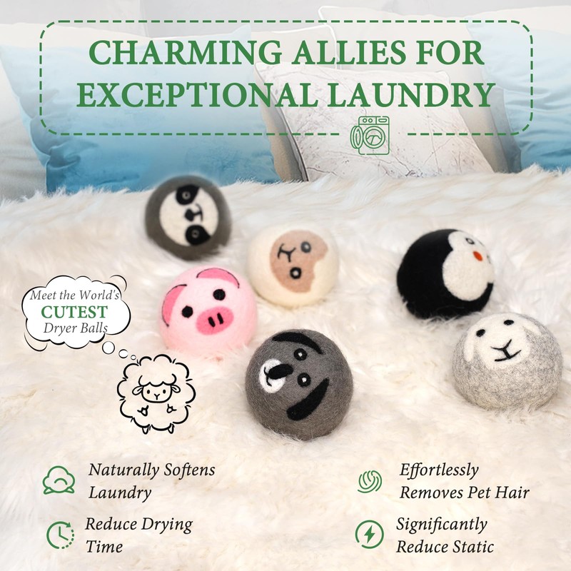 Wool Dryer Balls-XL 6Pack Eco Dryer Balls-Dryer Balls Laundry Reusable-Softens