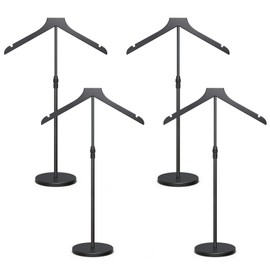 4 Pack Shirt Display Stand, 18-34 Inch Height Adjustable Mannequin Torso for Vendors Shop, More Stable Dress Form Mannequin Stand Clothes Rack, T Shirt Display Holder Jacket Coat Hanger, Black