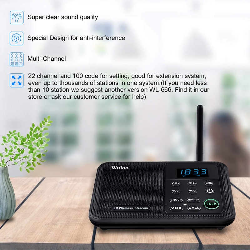 Wuloo Intercoms Wireless for Home 1 Mile Range 22 Channel