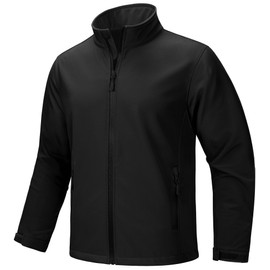 ZITY Men's Lightweight Softshell Jacket Warm Fleece Lined Waterproof Rain Jacket Windbreaker Windproof Soft Shell Winter Outdoor Black 2XL
