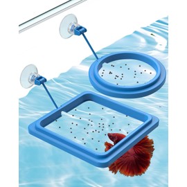 Pawfly 2 Pcs Fish Feeding Ring for Fish Tank Aquarium Feeding Ring with Suction Cup Round and Square Floating Food Feeder Small Fish Feeder Ring Circle for Betta Goldfish Guppy & Turtle
