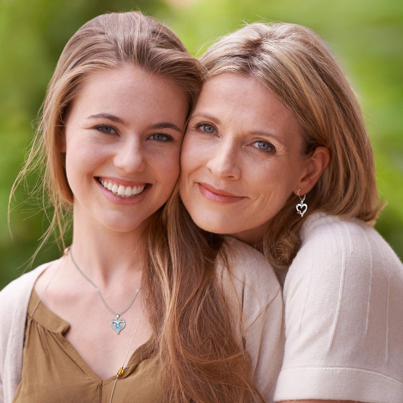 YL Women's Heart Necklace 925 Sterling Silver Pendant 12 Birthstone