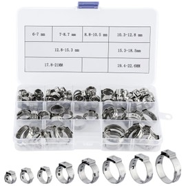 95 Stück Schlauchschellen Set, Schlauchklemme mit 8 Größen 6-22,6mm, Schlauchschellen Edelstahl, Verstellbare Ohrschellen für Wasser Rohr, Automobil-Tubing, Kühler Rohrschlauch Luftkanal