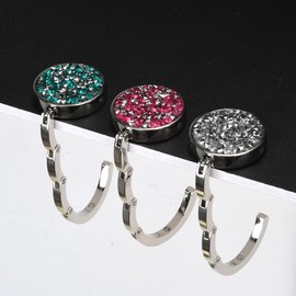 2 in1 Foldable Purse Hook and Keychain- Heavy Duty Portable Alloy Materials Bag Holder, Strength Hanger(Red Yellow Blue)